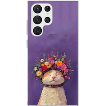 Samsung Galaxy S22 Ultra Uyumlu Frida Catlo Kedi Baskılı Silikon Kılıf Renkli
