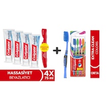 Colgate Sensitive Sensifoam Diş Macunu 75 Ml X 4 Adet + Extra Clean Colors Diş Fırçası 3+1 Hassasiyet