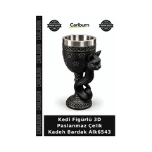 Özel Üretim Hediye Dekoratif Kedi Figürlü 3d Paslanmaz Çelik Kadeh Bardak Alk6543 Çok Renkli