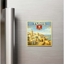 Retro Tunus Tunus Şehri Temalı Vintage Buzdolap Magneti 9x9 Cm