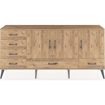 Arges Konsol 4 Raflı 6 Çekmeceli 3 Kapaklı 176x30x83 Çam-çam/çam Çam/çam