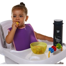 Peva 2li Bebek Mama Önlük Pembe - Mor 3 Adet