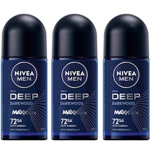 Nivea Deep Aktif Karbon Darkwood 72 Saat Erkek Roll-on Deodorant 3 X 50 Ml