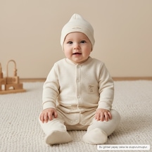 Ürünya Unisex Bebek Şapkalı Tulum Krem