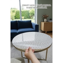 Yuvarlak Orta Sehpa Örtüsü Lüx Pvc Şeffaf, Krem, Modern, Şık, Dekoratif, Çeyizlik