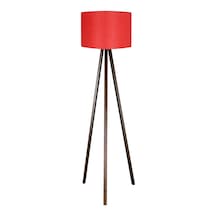 3 Ayaklı Lamba Kumaş Abajur Tripod Kırmızı Kahve Ly534