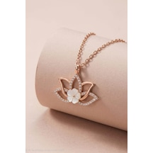 Gümüş Pazarım Lotus Çiçeği Kadın Gümüş Kolye Çok Renkli