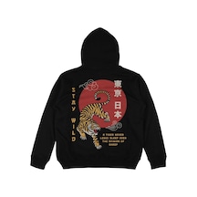 Tarzsokak Stay Wild Siyah Oversize Unisex Kapüşonlu Sweatshirt Hoodie