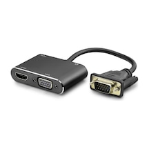 Vga To Hdmi + Vga Dişi Ses Çıkışlı Görüntü Dönüştürücü 1080p 22 Cm - Siyah Hdx7821
