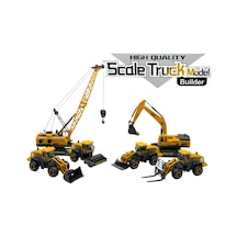 İnşaat Araçları Kepçe Dozer Vinç Forklift Silindir Kar Küreyci 6 Lı Set Oyuncak