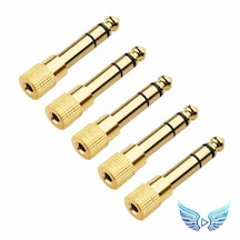 Blue Wings 6.35mm 3.5mm Jack Dönüştürücü Adaptör Altın Kaplama Amfi, Mikrofon, Kulaklık Uyumlu 5 Adet