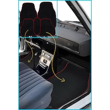 Renault 12 Toros 5 Parça Araç Oto Halı Paspas Kırmızı Kenarlı Siyah Araba Paspas