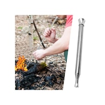 Buffer Teleskopik Ateş Başlatıcı Outdoor Üfleme Borusu 63 Cm Gümüş
