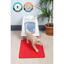 40x55 Cm Hücreli Kedi Kumu Paspası Kedi Matı Kedi Tuvalet Önü Paspası Kırmızı