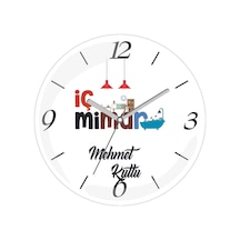 Kişiye Özel İç Mimar Dekor Çap 30 Bombeli Gerçek Cam Duvar Saati Siyah