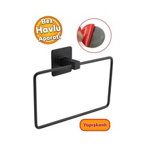 Havluluk Bornoz Askısı Tutacağı Yapışkanlı Banyo Asacağı Asma Aparatı Metal Siyah Askılık Askılığı. Diğer