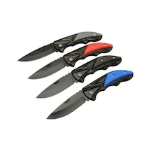 Klipsli 4 Lü Set Metal 16 Cm Kamp / Outdoor Çakı - Yarı Otomatik, Kemerlikli, Kutulu Çok Renkli