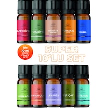 Süper Esansiyel Uçucu Koku Yağı Buhurdanlık Yağı Difüzör Esansı 10'lu Set 10x10ml Karışık