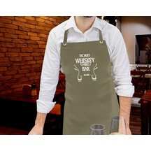 Bk Gift Kişiye Özel İsimli Tarihli Bar Tasarımlı Profesyonel Haki Yeşil Mutfak Önlüğü, Aşçı Önlüğü, Şef Önlüğü, Arkadaşa -11 Bej