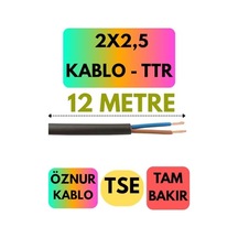 Öznur 2x2,5 Ttr Kablo, 12 Metre, Siyah