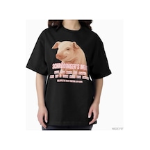 Flood Of Style Schrödinger's Meat Erkek Kadın Tişörtü %100 Pamuklu Tişört Kısa Kollu Üstler 1208-4 Siyah