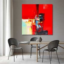 Soyut Büyük Boy El Yapımı Yağlı Boya Tablo 106x108cm