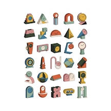 30 Adet Postmodern Masa Saati Sticker Seti - Laptop, Ajanda Ve Defter İçin Çok Renkli