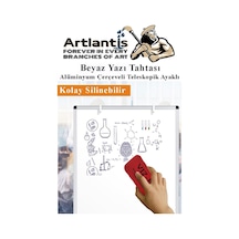 Ayaklı Yazı Tahtası Beyaz 60x85 Cm Teleskobik Ayaklı 1 Adet Alüminyum Kolay Silinebilir Ergomik Beyaz Yazı Tahtası