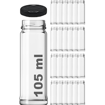 Afracam 105 Ml Metal Kapaklı Şeffaf Tuzluk Cam Kavanoz 24 Adet Siyah