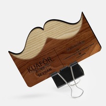 Bk Gift Kişiye Özel Mesleki Kuaför & Erkek Kuaförü Ahşap Kartvizit Model 1-4 50 Adet Akgn14967