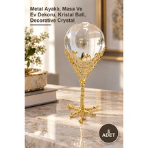 5 Adet Dekoratif Kristal Küre Metal Ayaklı, Masa Ve Ev Dekoru, Kristal Ball, Decorative Crystal 1