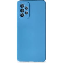 Newface Samsung Uyumlu Galaxy A72 Kılıf Nano İçi Kadife Silikon - Mavi Resimdeki