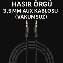 1.5 Metre Aux Kablo Hasır Örgü 3.5mm Aux Kablosu Vakumsuz