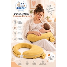 Dizanor Ayarlanabilir Kemerli Çok Amaçlı Emzirme Minderi Fermuarlı Yıkanabilir Kılıf 56x50x11 Cm - Sarı