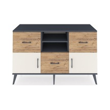 Kronos Konsol 2 Raflı 3 Çekmeceli 2 Kapaklı 132x59x83 Antrasit-aytaşı/çam Aytaşı/çam