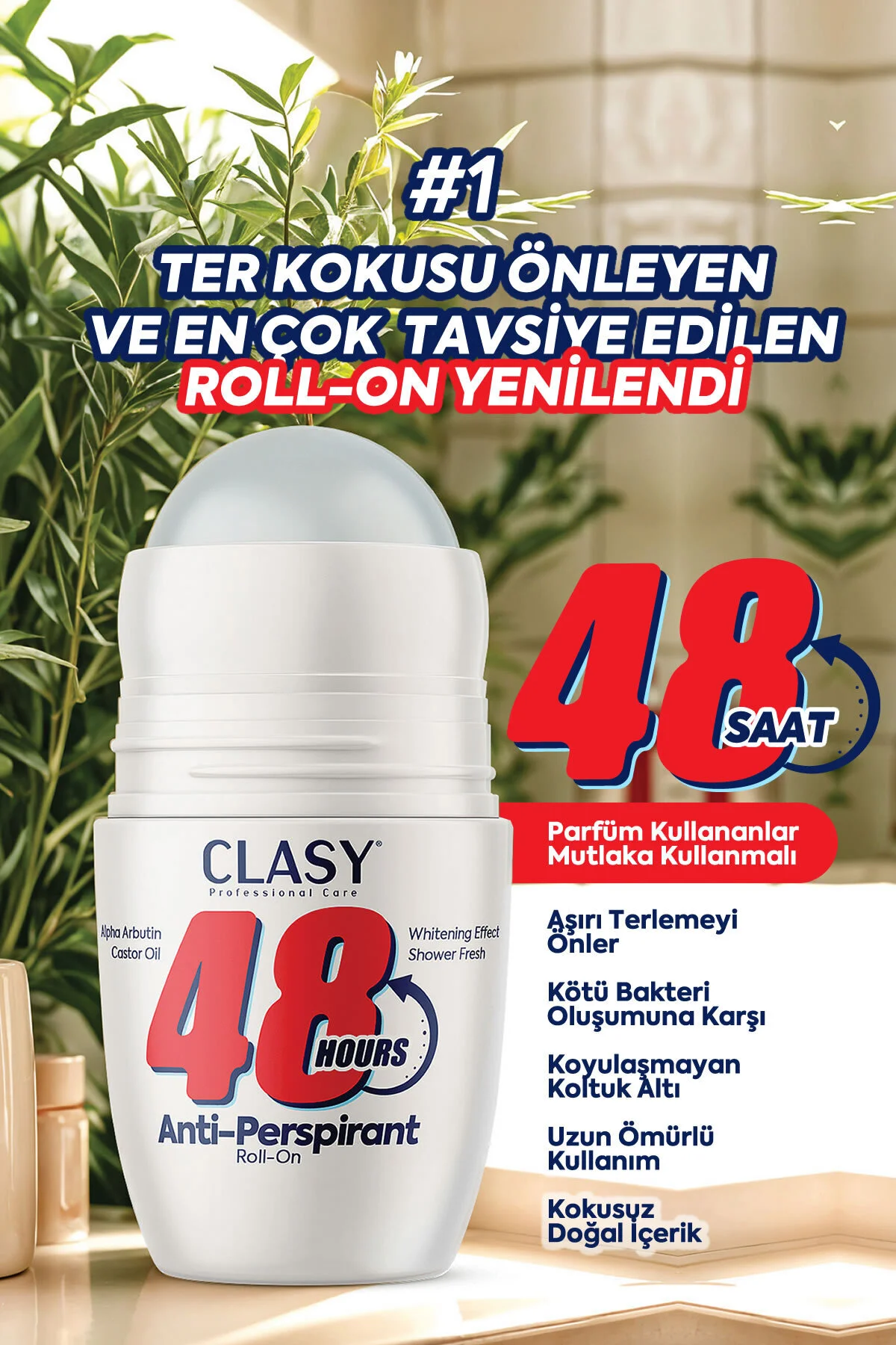 Clasy Care Aşırı Terleme Önleyici Beyazlatıcı Etkili Roll-On 50 ML