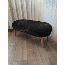 Ultra Lüks Oval Parrot Puf Ahşap Ayak Siyah