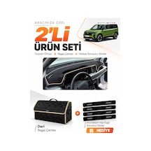 E-biz Ford Courier 2024-2027 Uyumlu Torpido Örtüsü + Deri Bagaj Çantası Seti - Siyah-bej - Fo037