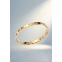 Şık Gold Kadın Kelepçe Bileklik Tasarımı 011 - Kahverengi