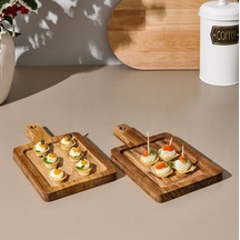 Excellentt Houseware 2'li Akasya Sunum Tahtası - Kahverengi - 25x13 Cm Çok Renkli