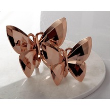 Akrilik Kristal Kesim 2'li Biblo Kelebek Bronz 12 Cm X 14 Cm