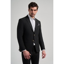 İmza Düz Bez Ayağı Mono Yaka Tam Astar Esnek 6 Drop Slim Fit Ceket 1002245903 Siyah