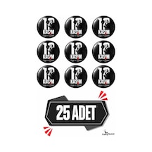 Punky Design 10 Kasım Atatürk Anma Rozeti Yaka İğnesi 25 Adet 44 Mm Saygı Ve Özlemle-1 Gri - Siyah