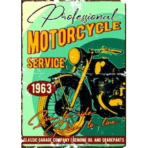 Professional Motorcycle Service Ahşap Mdf Tablo Duvar Dekoru Retro Eskitme Tablo Hediye