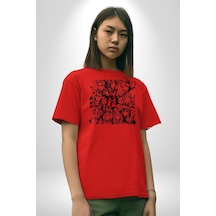 Anime Demon Slayer Hashira Pamuklu Bisiklet Yaka Unisex Oversize Boyfriend Dijital Baskılı Kırmızı T-shirt Kırmızı