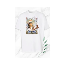 Unisex Beyaz Oversize Antik Mısır Egypt Baskılı Tişört Beyaz