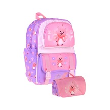 Kaukko Kids Loopy Lila - Pembe Kız Çocuk İlkokul Sırt Çantası Ve Kalem Çantası Seti - Setkk-l5303c Çok Renkli
