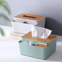 Gri Mendil Tutucu Bambu Kapaklı Tuvalet Kağıdı Kutusu Peçete Tutucu Kılıf Kağıt Mendil Dispenseri Kağıt Havlu Saklama Kutusu Doku Kutuları