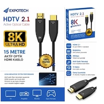 Expotech 8k Fiber Hdtv 2.1 Aktif Optik Hdmı Kablo 15 Metre 8k 60hz 48gbps Ultra Hd