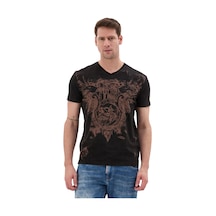 Cipo & Baxx Erkek T-shirt Bisiklet Yaka Günlük Rahat Kesim Pamuklu Baskılı Tshirt - Ct856 Siyah